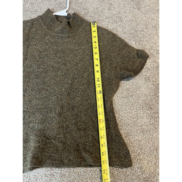 Vintage Women's short sleeve turtleneck sweater Brownish Merino wool Blend XL - Picture 6 of 7